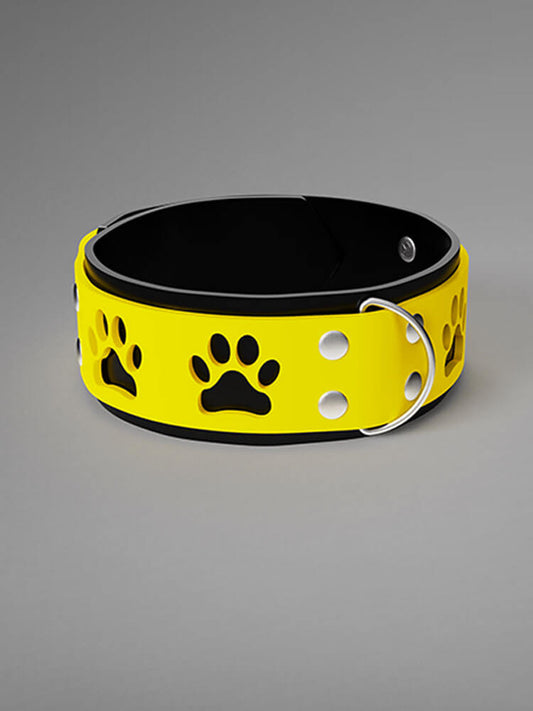Unisex Paw Cutout Silicone Padlock Choker Collar