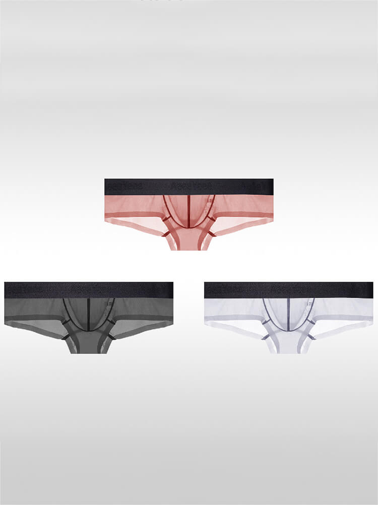 Men's Sexy Low-Rise Stretch Sheer Ice Silk Boxer Briefs