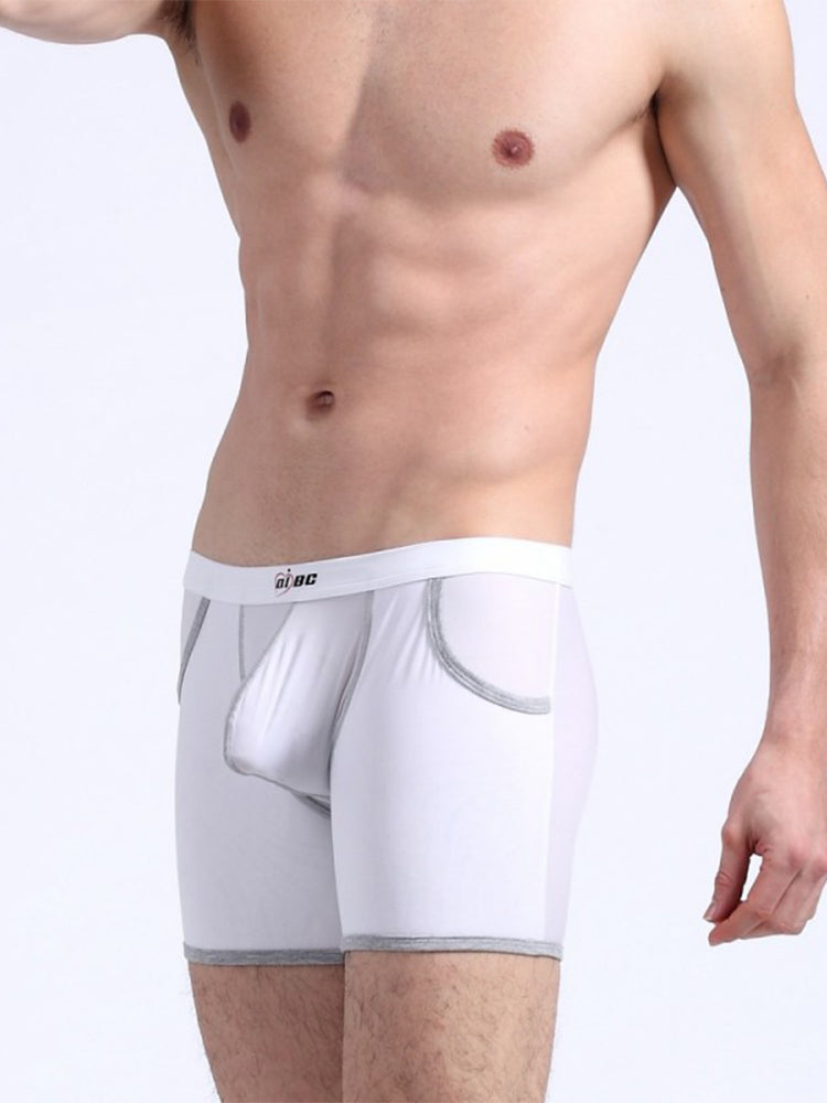 3 Pack Men's Long Leg Boxer Briefs Made of Ultra-Thin Ice Silk with Anti-Wear Elastic