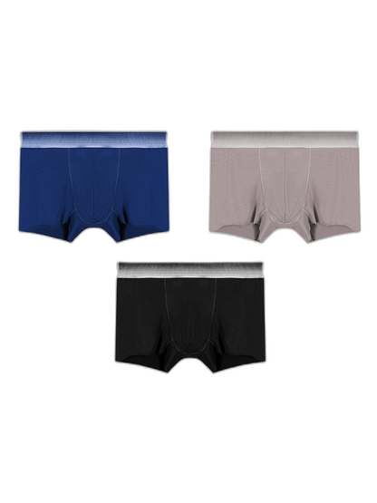 3 Pack Men's Breathable Threaded Fabric Ball Pouch Trunks