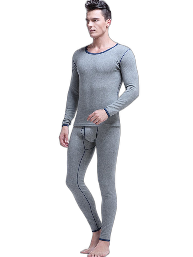 Fleece Lined Men's Thermal Underwear With Support Pouch