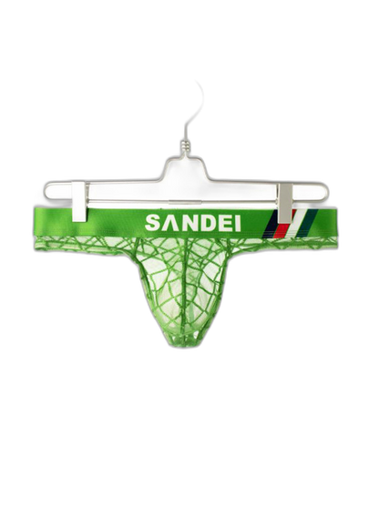3 Pack Men's Low-Rise Lace Sexy Mesh Briefs And Thongs