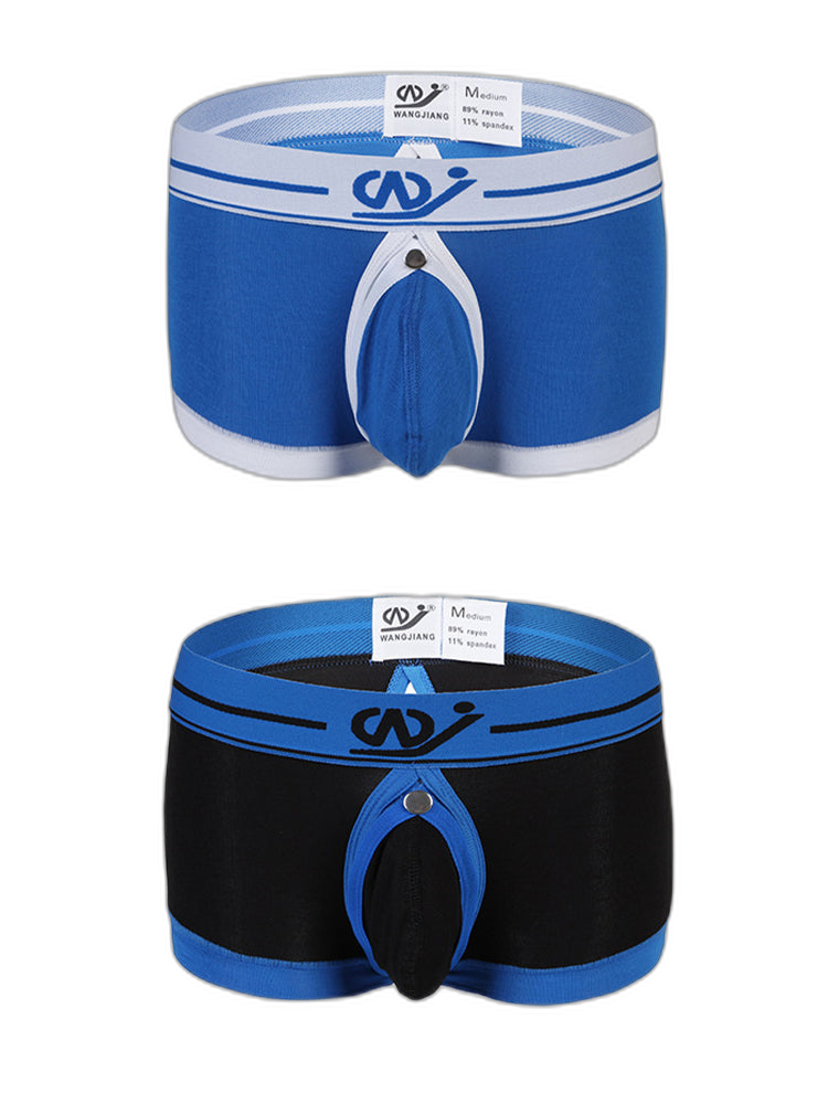 2 Pack Men's Large Pouch Back Opening Sexy Trunks