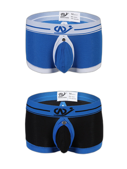 2 Pack Men's Large Pouch Back Opening Sexy Trunks