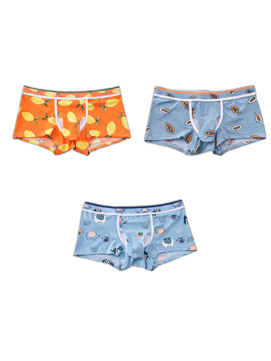 3 Pack Men's Ice Silk Trunks with Separated Pouch Design