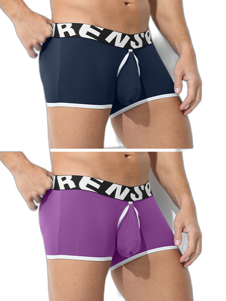 2 Pack Men's Modal Sexy Breathable Classic Trunks