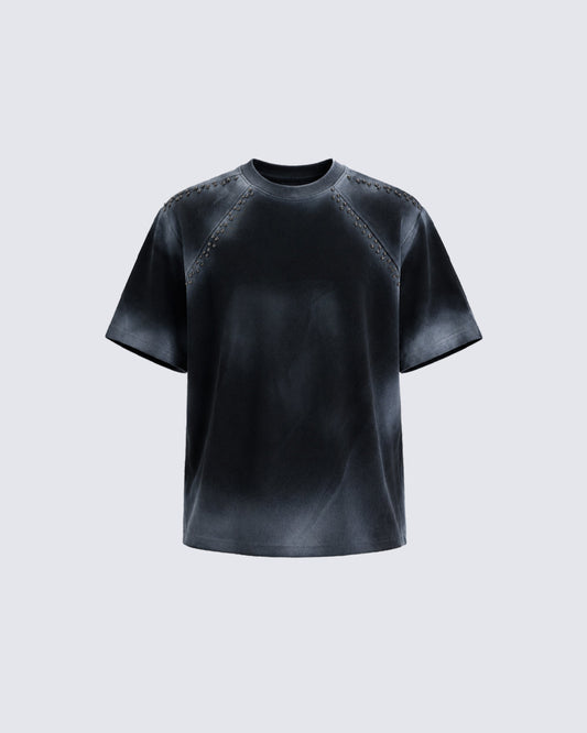 Washed Studded Short Sleeve T-Shirt