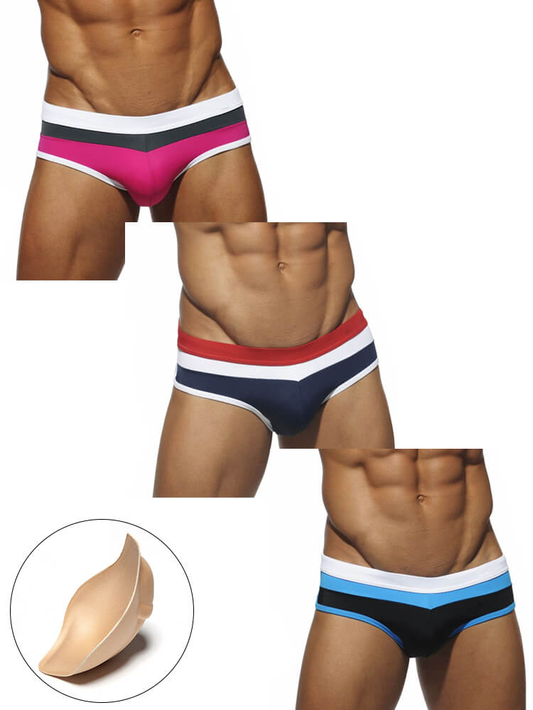 Men's Color Block Pouch Swim Briefs