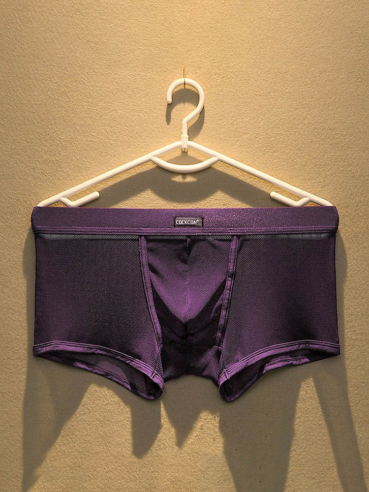 Men's Mesh Solid Color U-Convex Pouch Boxer Briefs