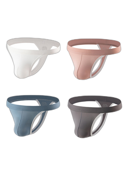 4 Pack Men's Mid-Rise Summer Ice Silk Mesh Thongs