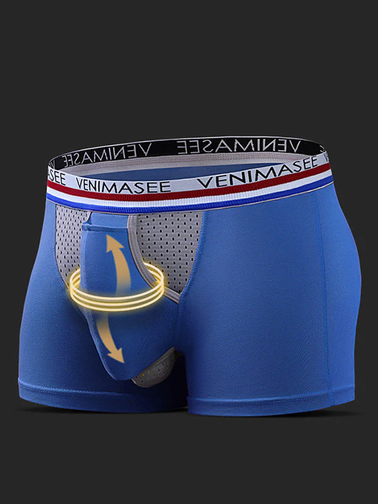 3 Pack Men's Breathable Divided Double Pouch Boxer Briefs