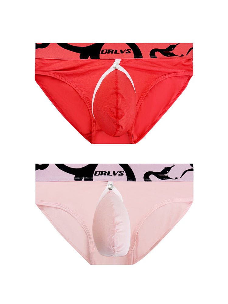 2 Pack Men's Detachable Pouch Open - Crotch Breathable Modal Soft Briefs - The Pup Play Hub