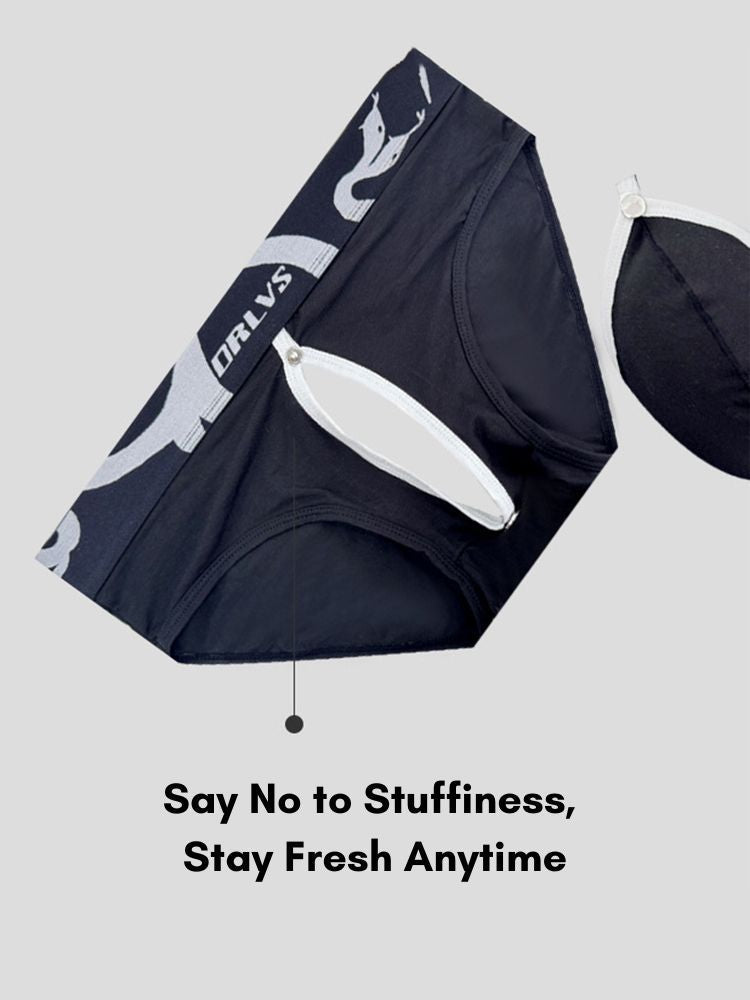 2 Pack Men's Detachable Pouch Open - Crotch Breathable Modal Soft Briefs - The Pup Play Hub