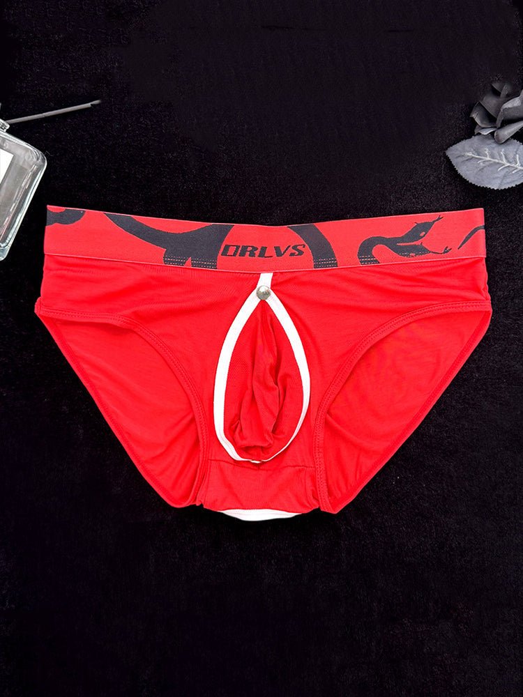 2 Pack Men's Detachable Pouch Open - Crotch Breathable Modal Soft Briefs - The Pup Play Hub