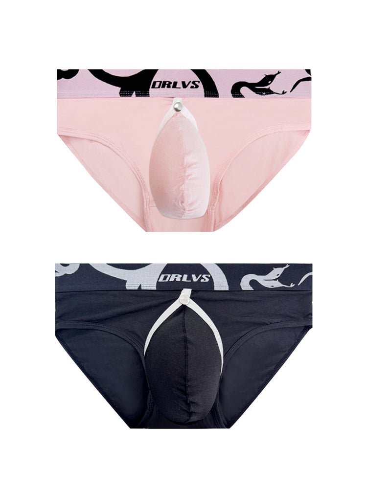 2 Pack Men's Detachable Pouch Open - Crotch Breathable Modal Soft Briefs - The Pup Play Hub