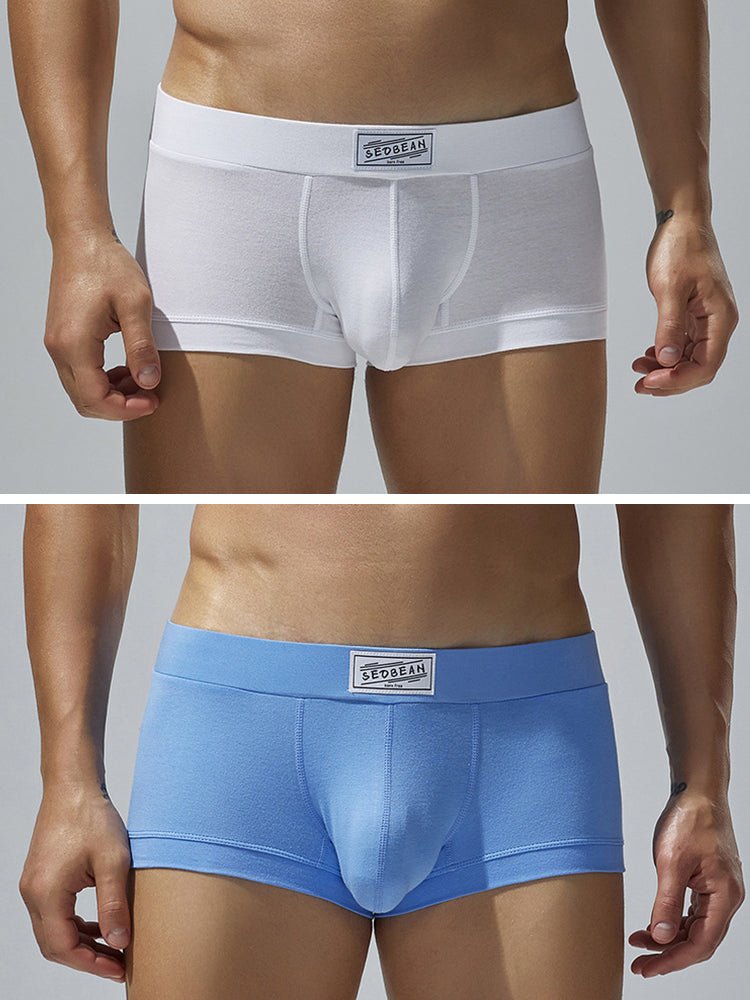 2 Pack Men's Low - Rise Solid Breathable Cotton Trunks - The Pup Play Hub