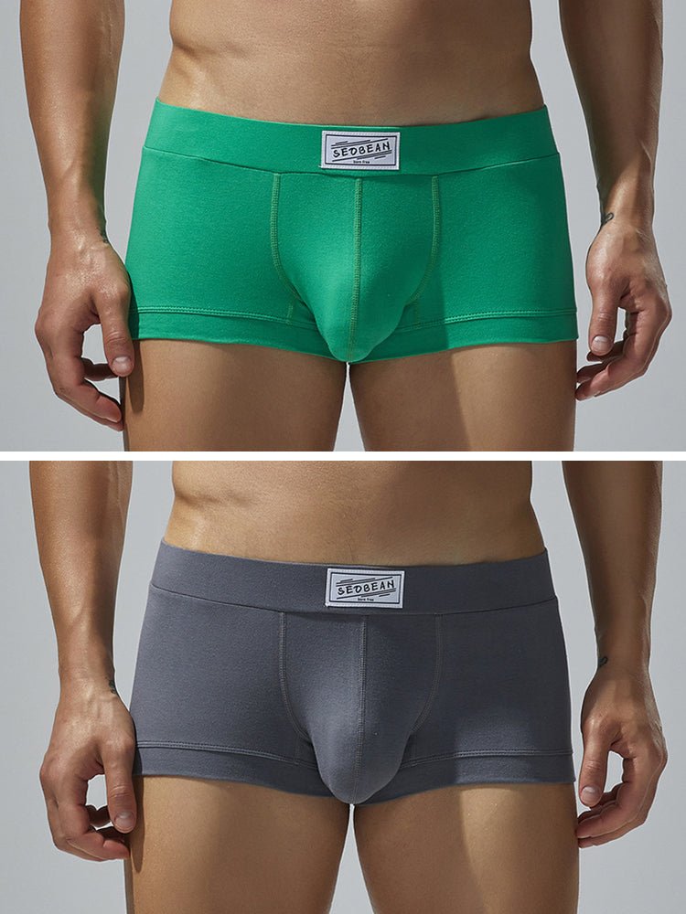2 Pack Men's Low - Rise Solid Breathable Cotton Trunks - The Pup Play Hub