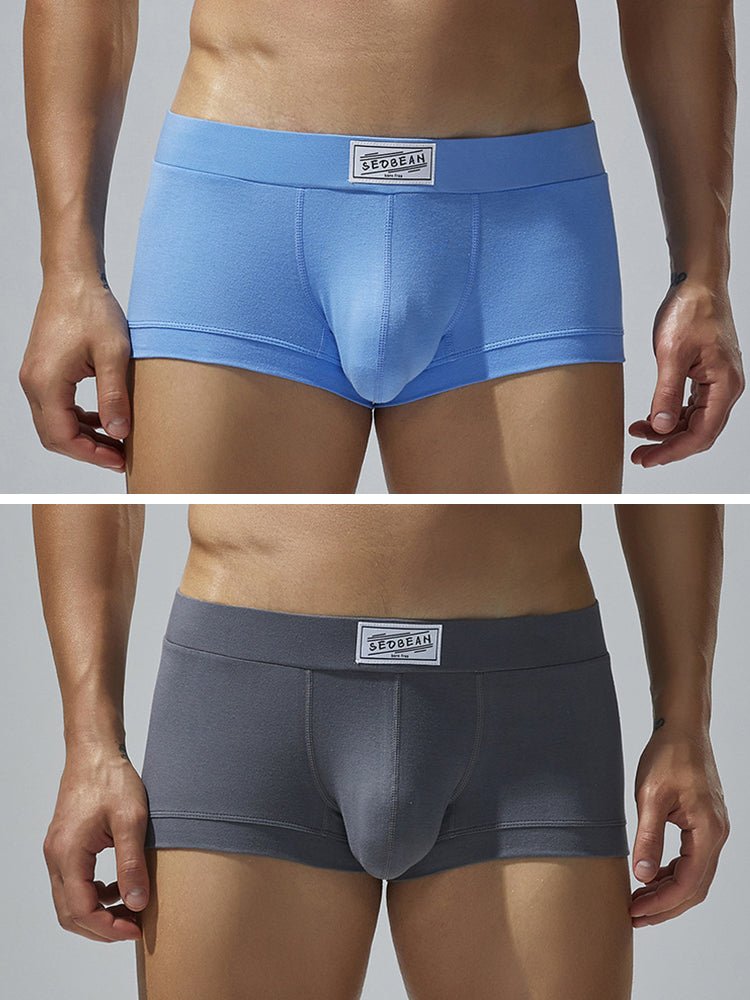 2 Pack Men's Low - Rise Solid Breathable Cotton Trunks - The Pup Play Hub