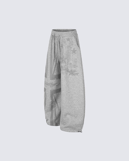 American Retro Trendy Brand Curved Wide-Leg Pants