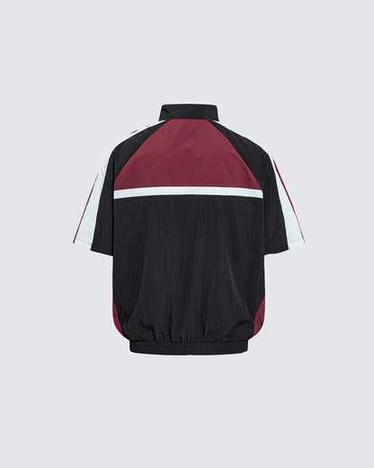 American Retro Embroidered Color-Blocked Deconstructed Flight Jacket