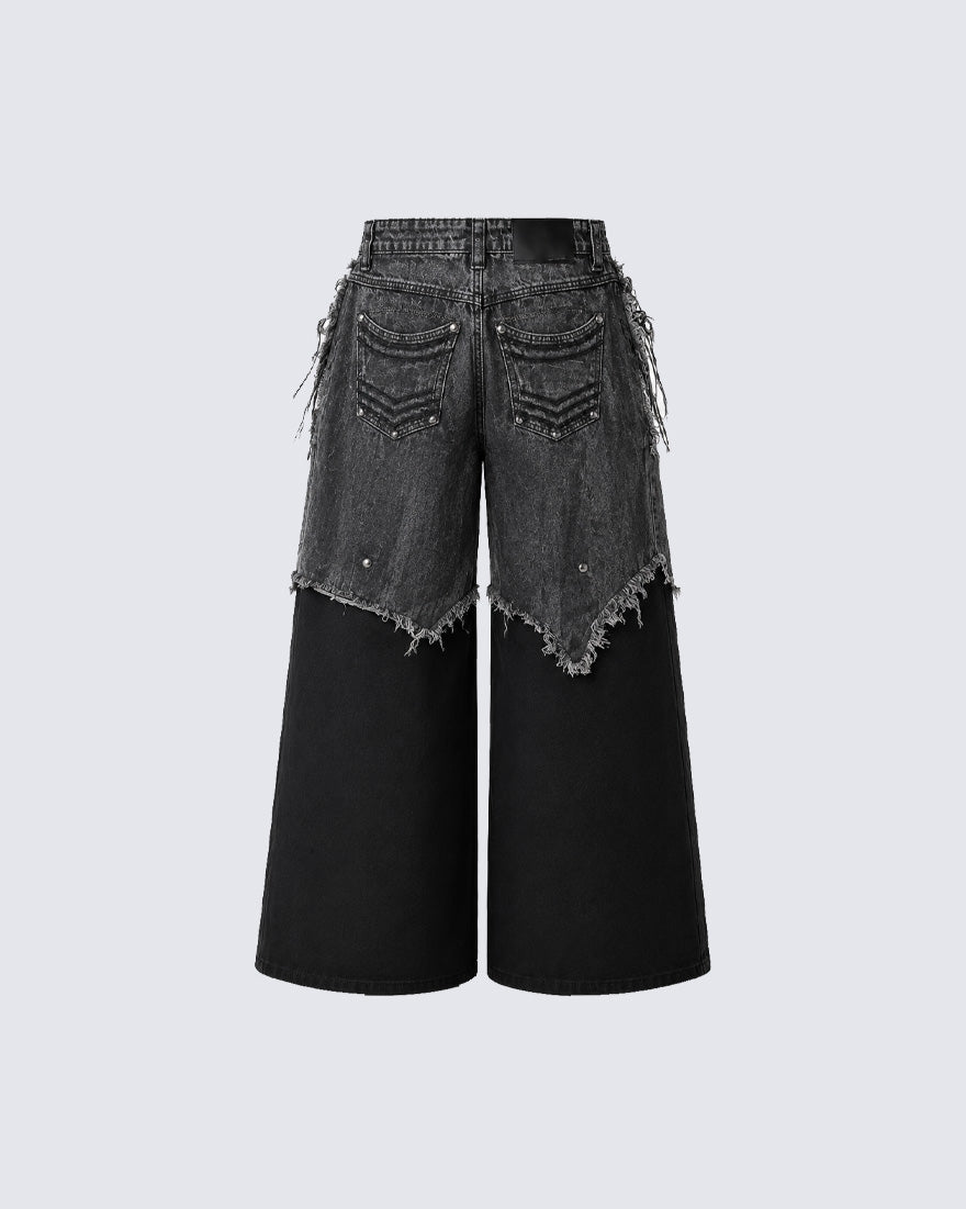 KIIKIO Vintage-Style Patchwork Raw-Edge Trousers