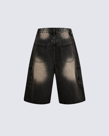 American Retro Wasteland Style Fringed Denim Shorts