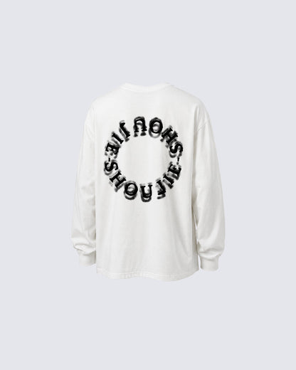 KIIKIO Vintage-Style Cross Print Long-Sleeve T-Shirt
