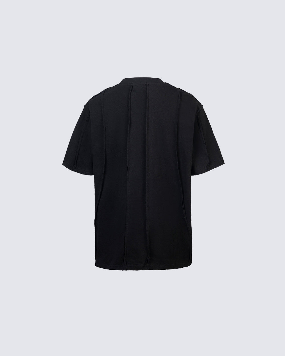 Vertical Raw Seam Washed Crew Neck T-shirt