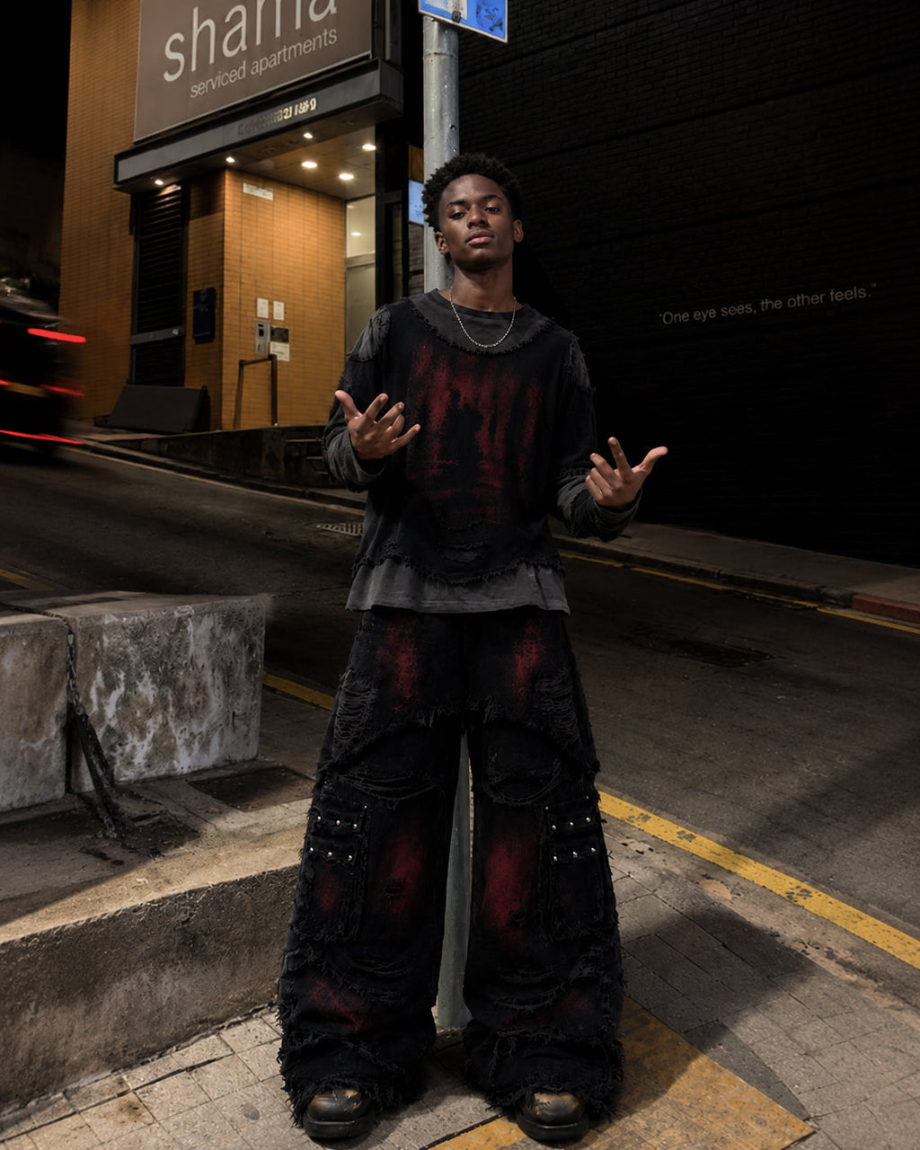 KIIKIO Two-Tone Raw Edge Patchwork Layered Long Sleeve Tee