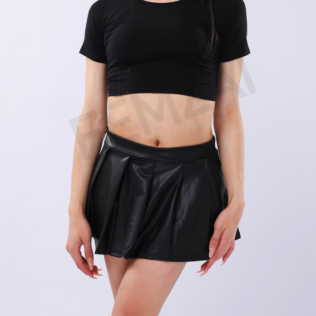 Leather Pleated Mini Skirt