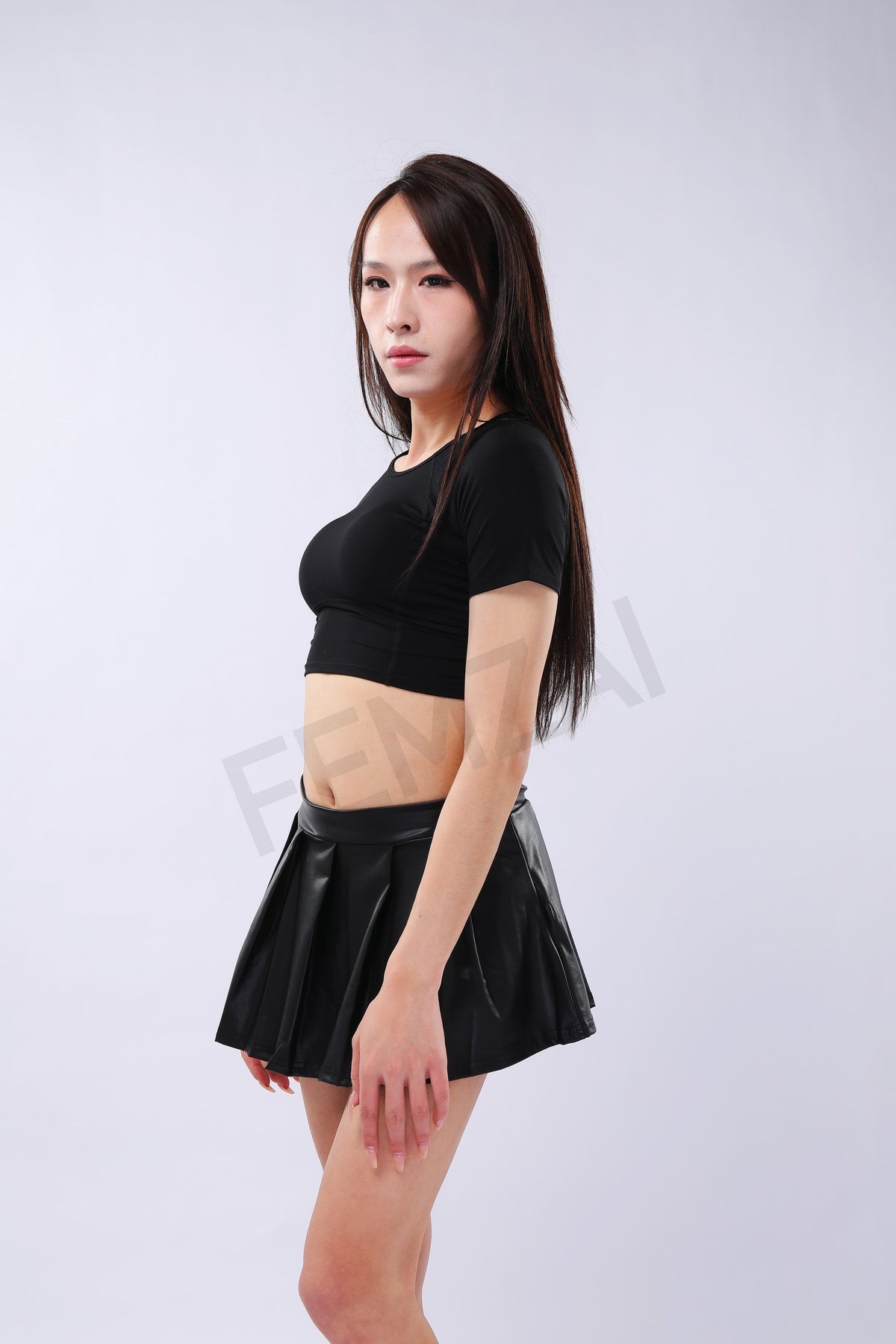 Leather Pleated Mini Skirt