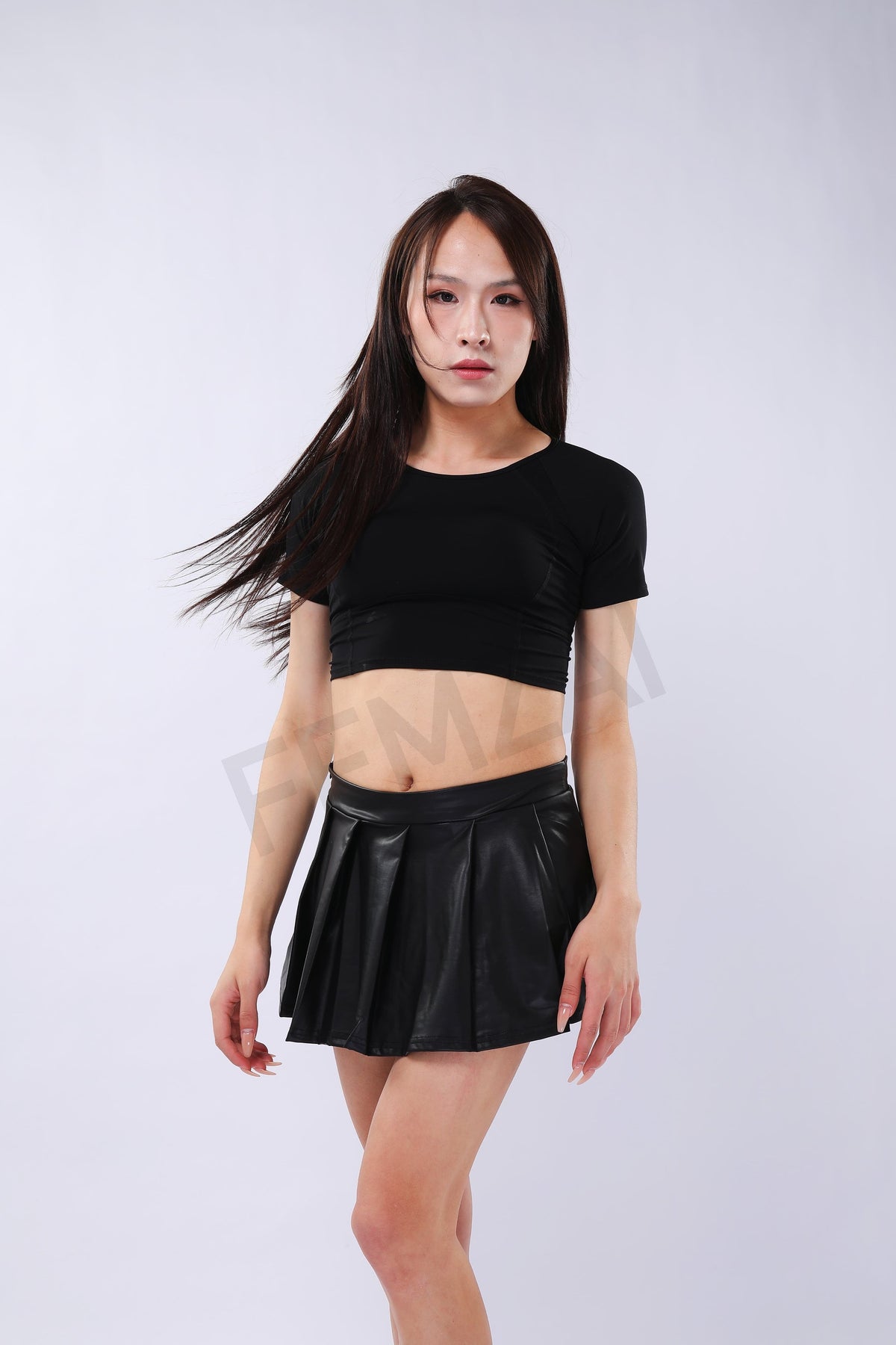 Leather Pleated Mini Skirt