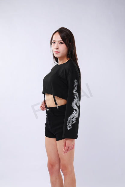 Dragon Print Crop-Top