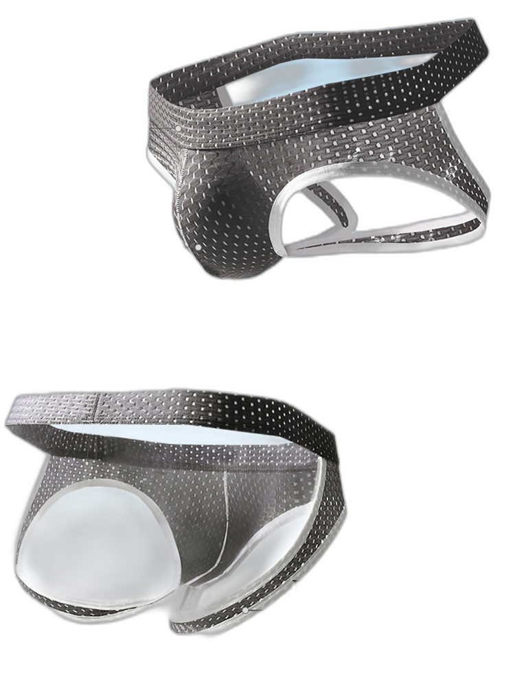 3 Pack Men's Breathable Mesh Ice Silk Sexy Stretch Fit Jockstrap