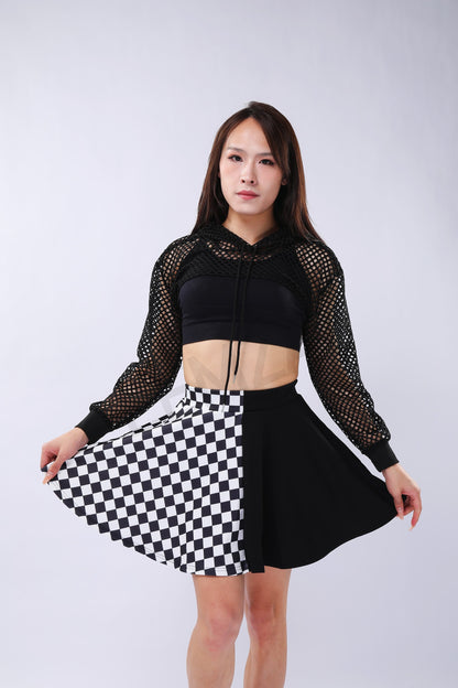 Checkboard Pattern Pleated Skirt