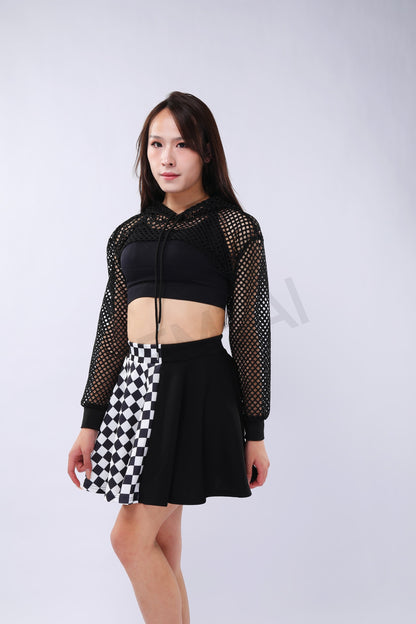 Checkboard Pattern Pleated Skirt