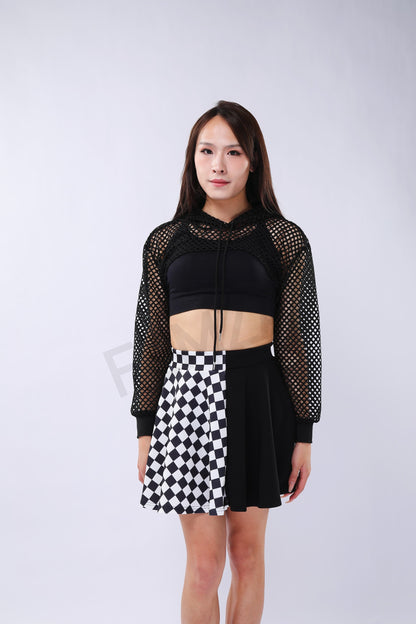 Checkboard Pattern Pleated Skirt