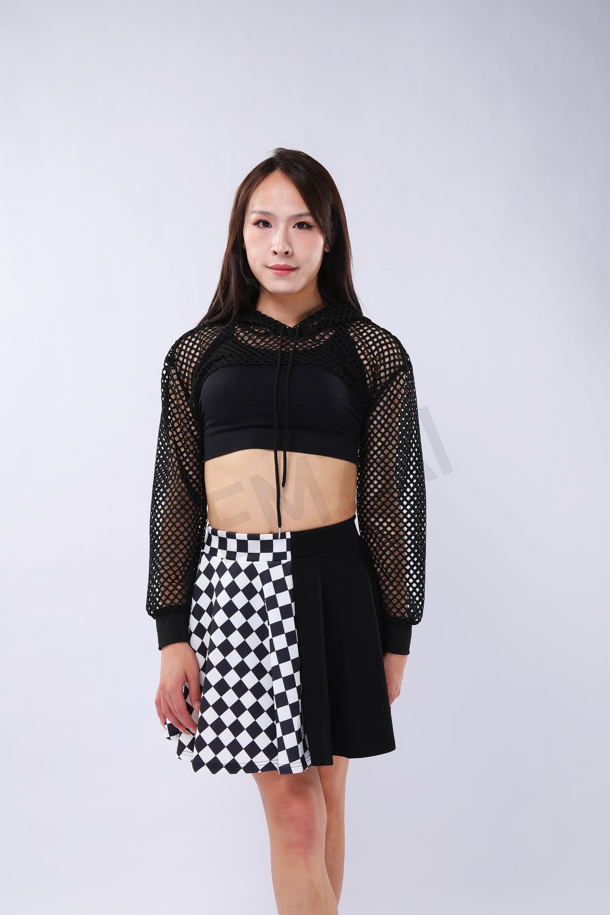 Checkboard Pattern Pleated Skirt