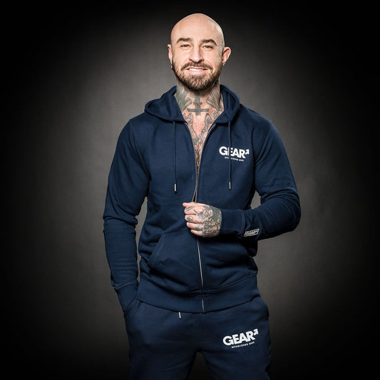 LEADER ZIP HOODIE NAVY/WHT