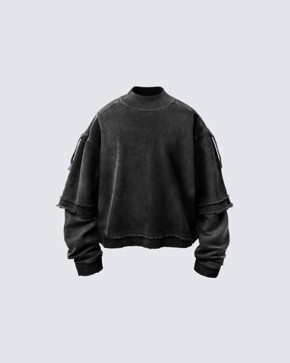 KIIKIO Patchwork Distressed Sweatshirt