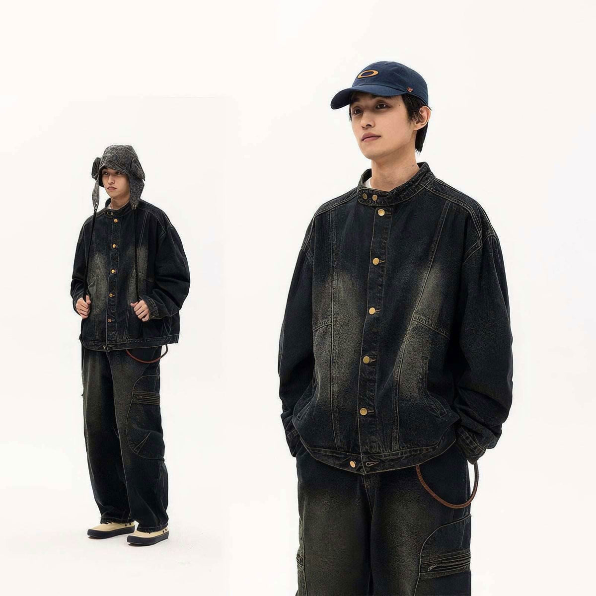 Fall_Winter Unisex Vintage Denim Jacket – Loose Fit, Washed & Distressed