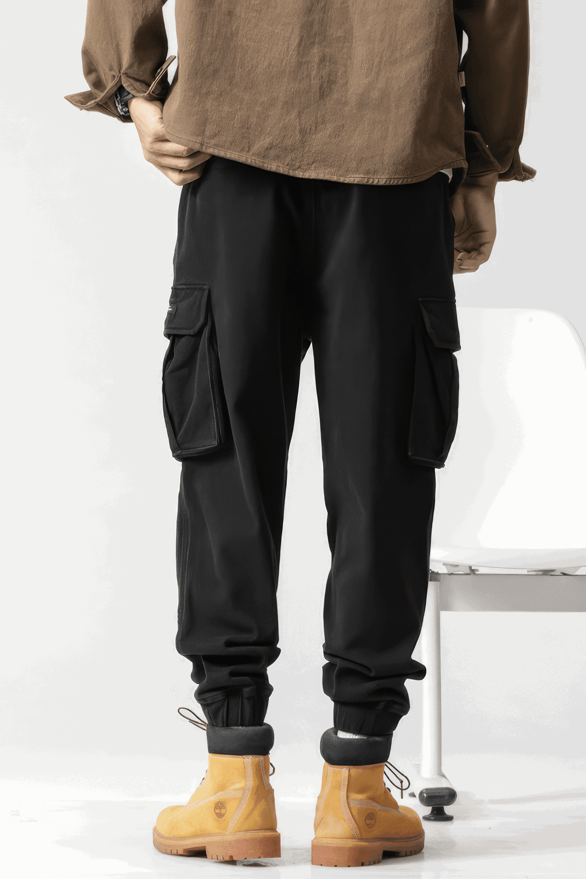 Men’s Cargo Pants – Loose Fit, Elastic Cuffs, Utility Style for Winter