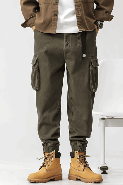 Men’s Cargo Pants – Loose Fit, Elastic Cuffs, Utility Style for Winter