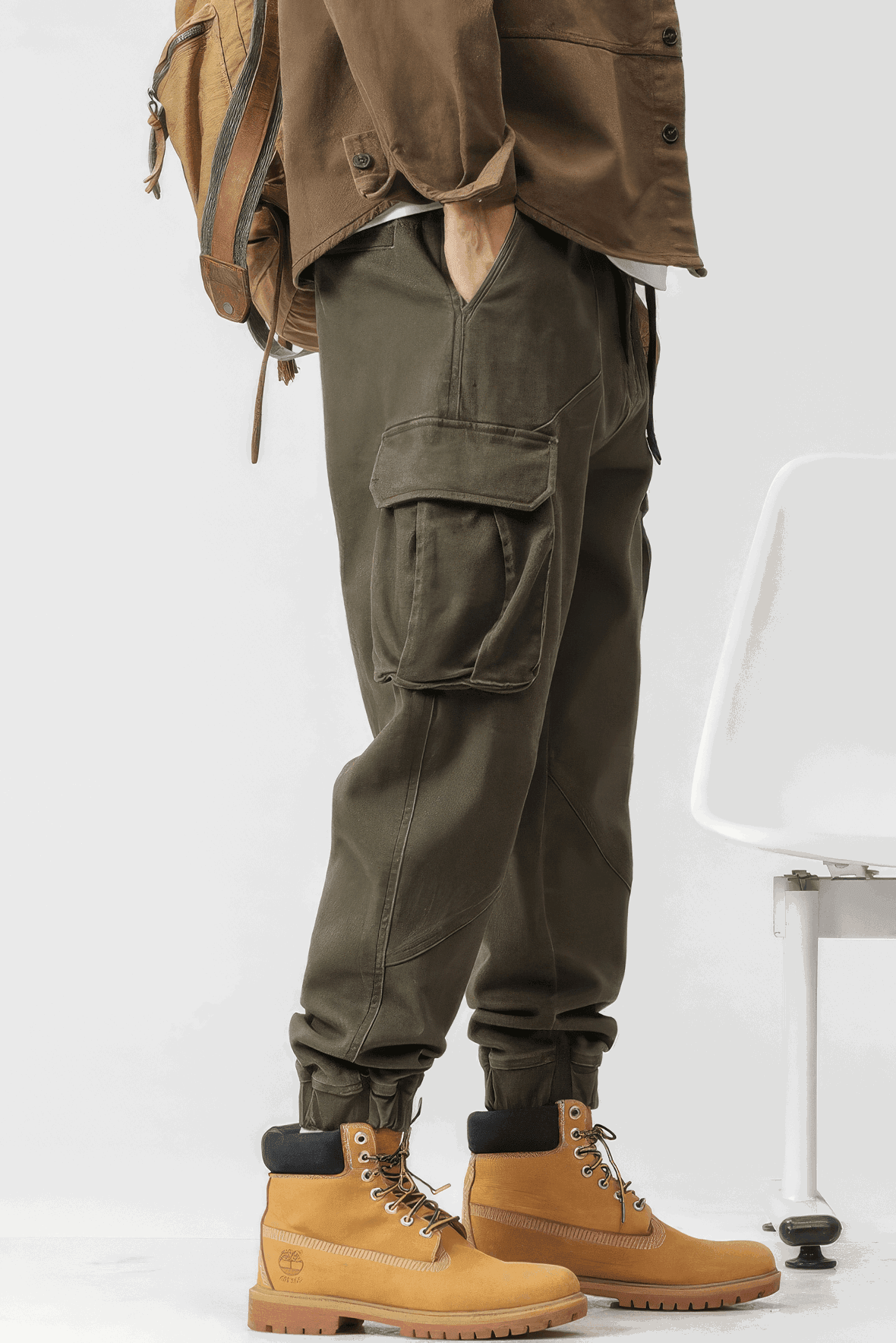 Men’s Cargo Pants – Loose Fit, Elastic Cuffs, Utility Style for Winter