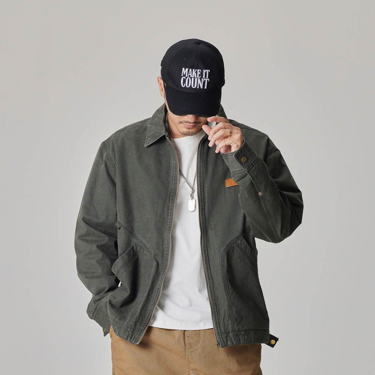 Winter Detroit Heavy Quilted Work Jacket for Men – Loose Fit, Cotton Lined