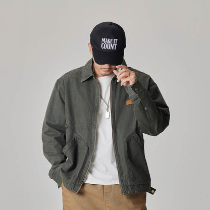 Winter Detroit Heavy Quilted Work Jacket for Men – Loose Fit, Cotton Lined