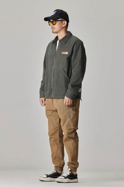 Winter Detroit Heavy Quilted Work Jacket for Men – Loose Fit, Cotton Lined