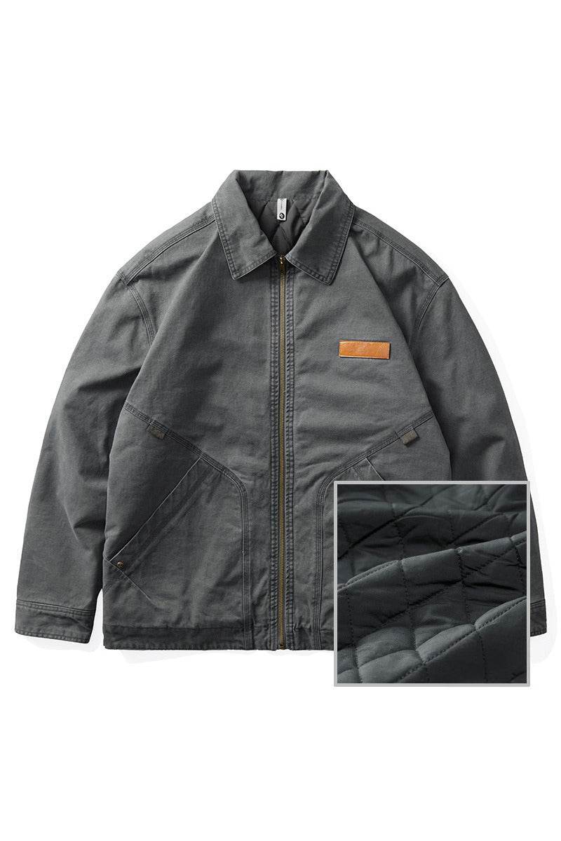 Winter Detroit Heavy Quilted Work Jacket for Men – Loose Fit, Cotton Lined