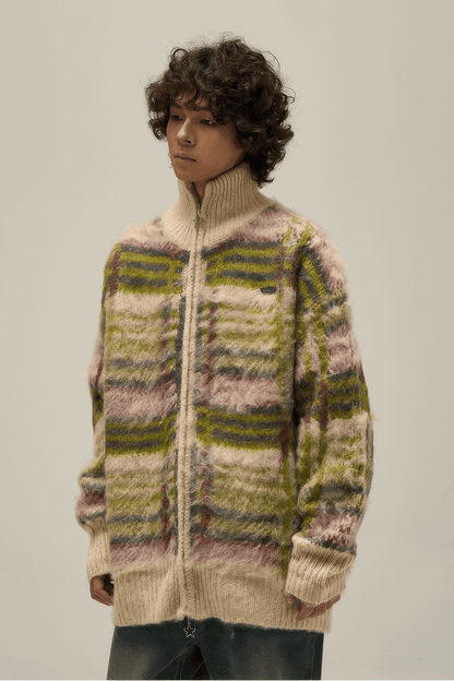 Winter Vintage American Knit Cardigan for Men – Loose & Relaxed