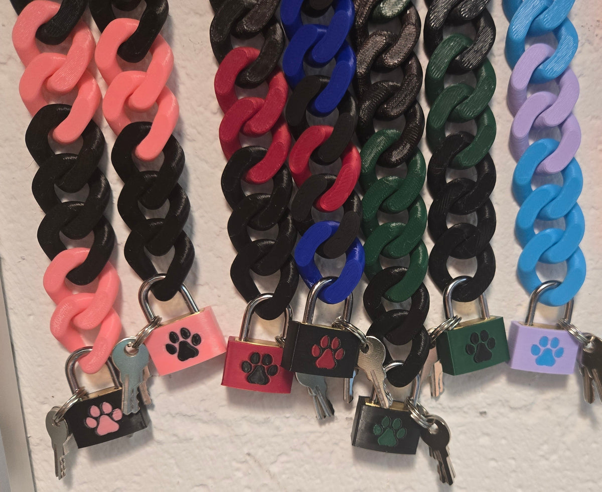 🔗 Multicolor Cuban Chain Necklace / Collar with Matching Padlock – Colorful, Personalized, Durable, & Stylish